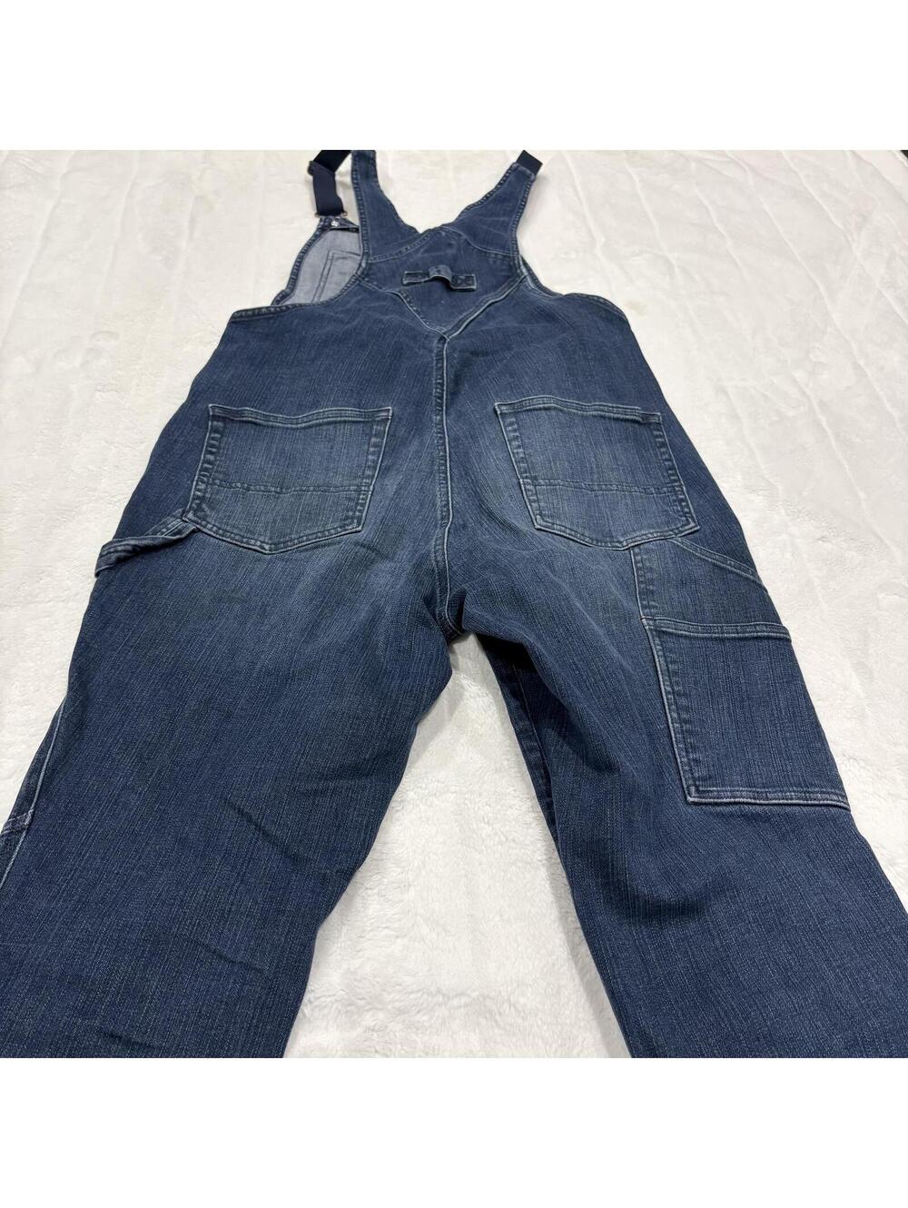 Duluth Trading Co Denim Bib Overalls Women 10 Regular Cotton Blend Blue Workwear - Picture 8 of 8